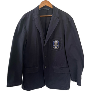 Ralph Lauren Polo Men’s XL Navy Crest Blazer Cotton Preppy Sport Coat